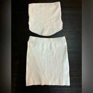 White tube top and mini skirt set